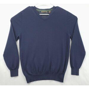 James Tattersall Sweater Mens XL Blue Knitted Wool Cashmere V-Neck Pullover